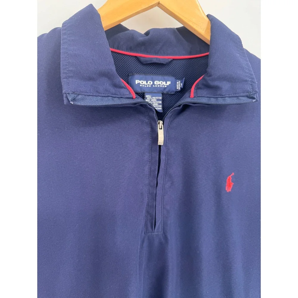 Polo Ralph Lauren Windbreaker Mens M Navy Blue Vintage 1/4 Zip Golf Jacket